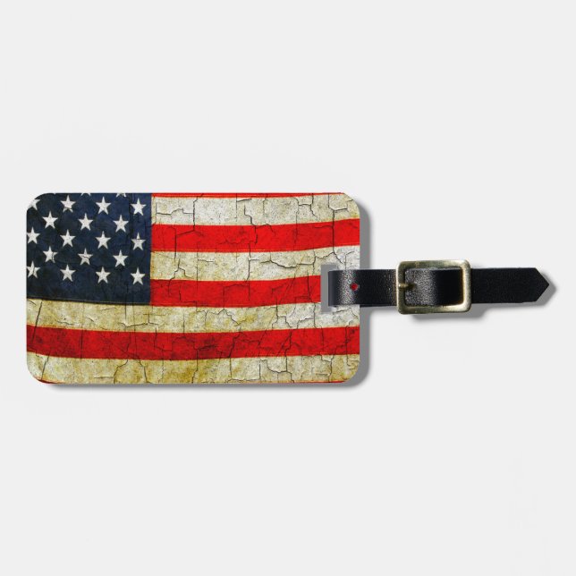 Grunge America flagga Bagagebricka (Horisontell Framsida)