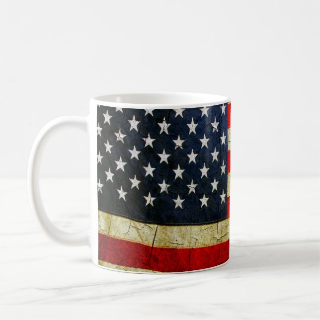 Grunge America flagga Kaffemugg (Vänster)