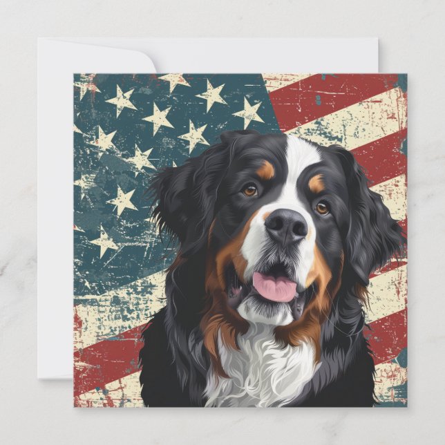 Grunge American Flag Bernese Mountain Dog (Framsida)