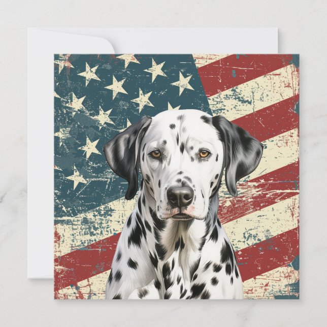 Grunge American Flag Dalmatian Flat Card (Framsida)