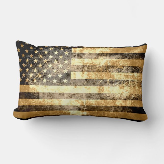Grunge American Flagga 2 Lumbarkudde (Framsida)