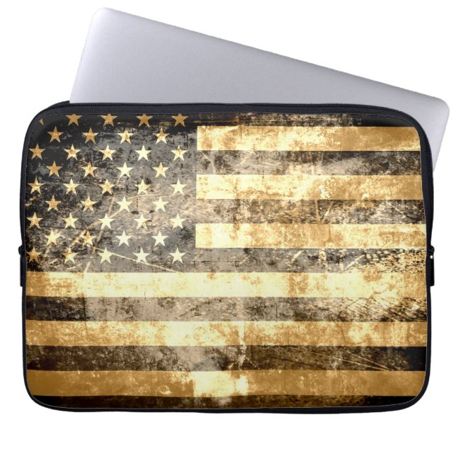 Grunge American Flagga 3 Laptop Sleeve (Framsidan)
