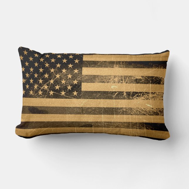Grunge American Flagga 3 Lumbarkudde (Framsida)