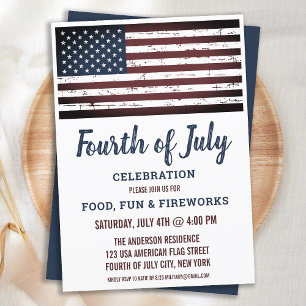 Grunge American Flagga 4:e fjärde juli Party Inbjudningar