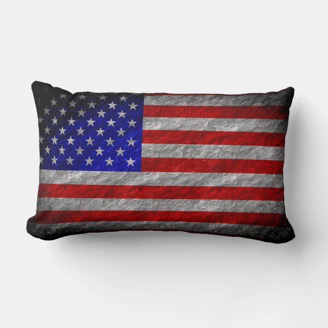 Grunge American Flagga 4 Lumbarkudde (Framsida)