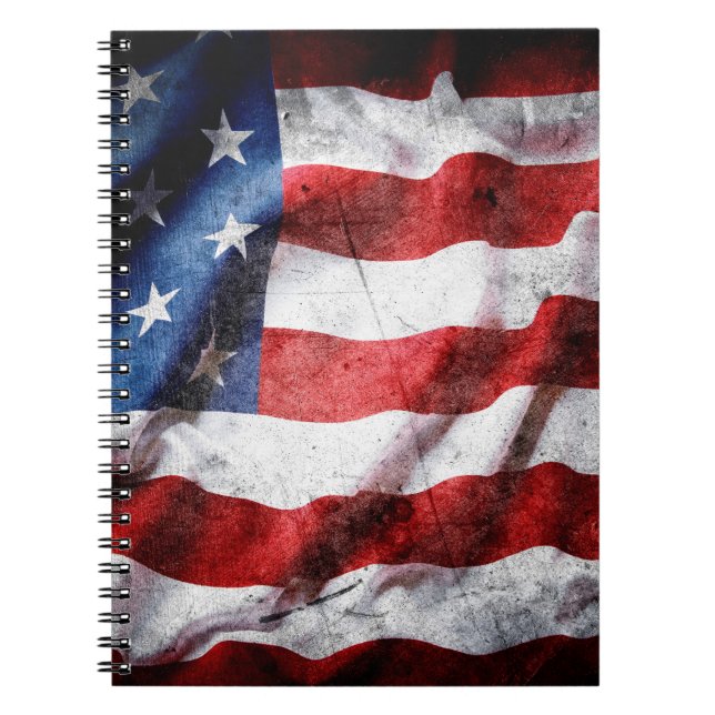 Grunge American flagga Anteckningsbok (Framsidan)