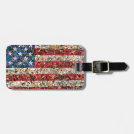 grunge american flagga bagagebricka