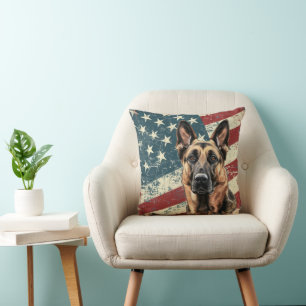 Grunge American Flagga belinois Hund Kudde