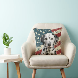 Grunge American Flagga Dalmatian Hund Kudde