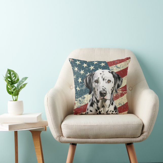 Grunge American Flagga Dalmatian Hund Kudde (Stol)