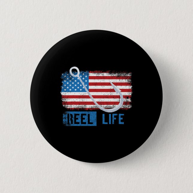 Grunge American Flagga Fisherman Graphic Knapp (Framsida)