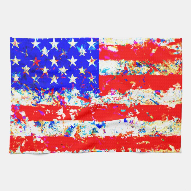 Grunge American Flagga Kökshandduk (Horisontell)