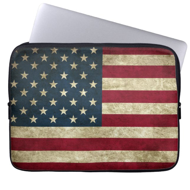 Grunge American Flagga Laptop Fodral (Framsidan)