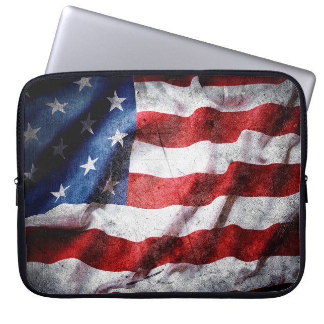 Grunge American flagga Laptop Fodral (Framsidan)
