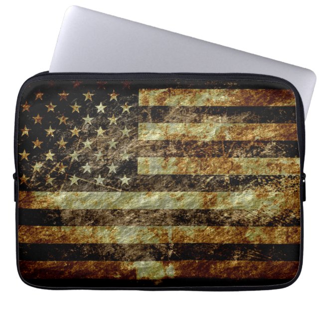 Grunge American Flagga Laptop Sleeve (Framsidan)