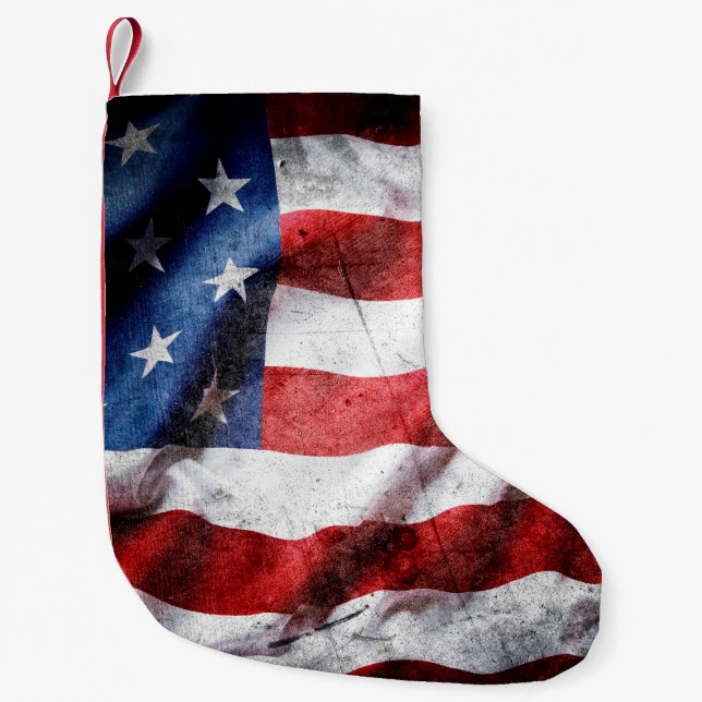 Grunge American flagga Liten Julstrumpa (Framsidan)