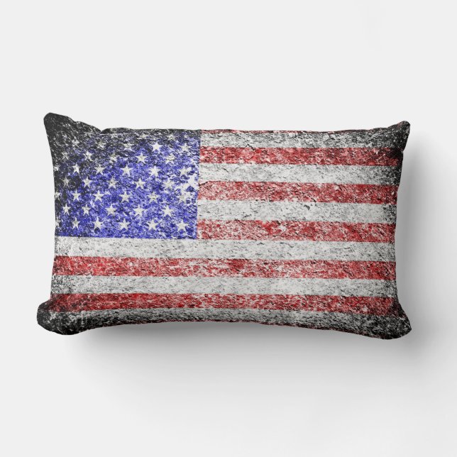 Grunge American Flagga Lumbarkudde (Framsida)