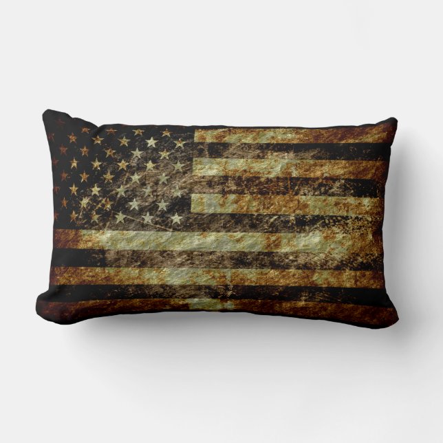 Grunge American Flagga Lumbarkudde (Framsida)