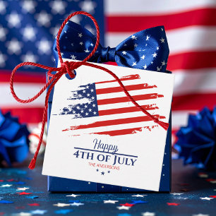 Grunge American Flagga Lycklig 4:e juli ID1104 Gåvor Etiketter