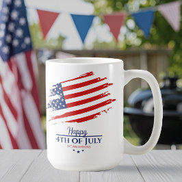 Grunge American Flagga Lycklig 4:e juli ID1104 Kaffemugg