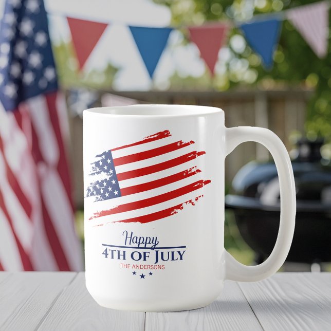 Grunge American Flagga Lycklig 4:e juli ID1104 Kaffemugg (Skapare uppladdad)