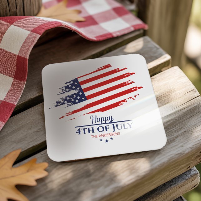 Grunge American Flagga Lycklig 4:e juli ID1104 Underlägg Papper Kvadrat (Skapare uppladdad)