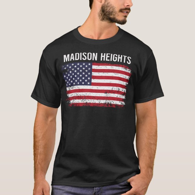 Grunge American Flagga Madison T Shirt (Framsida)