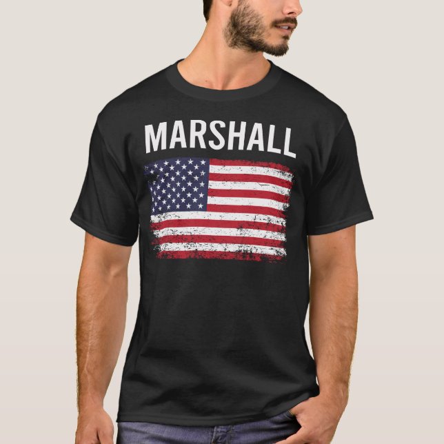 Grunge American Flagga Marshall T Shirt (Framsida)
