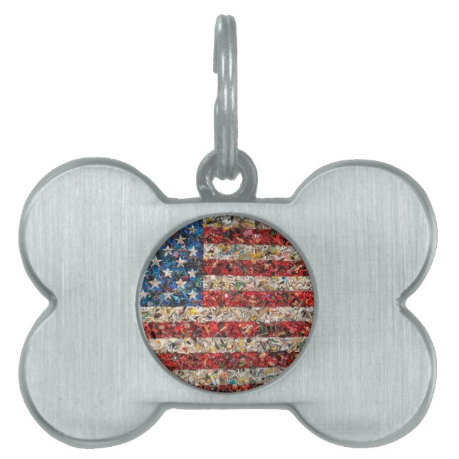 grunge american flagga namnbricka husdjur (Framsidan)