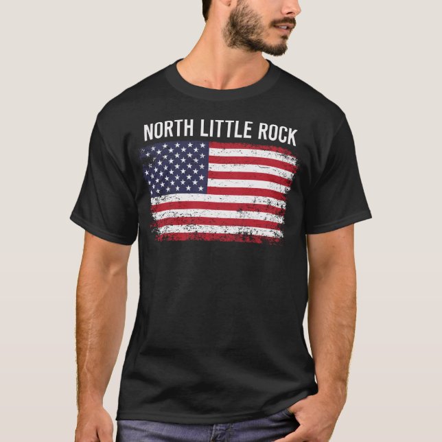 Grunge American Flagga North Little Sten T Shirt (Framsida)