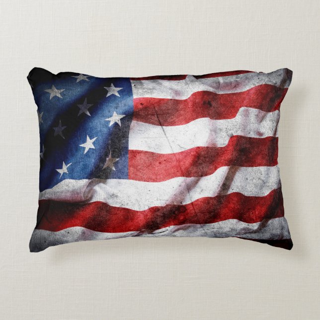 Grunge American flagga Prydnadskudde (Framsidan)