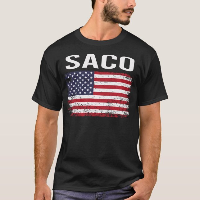 Grunge American Flagga Saco T Shirt (Framsida)