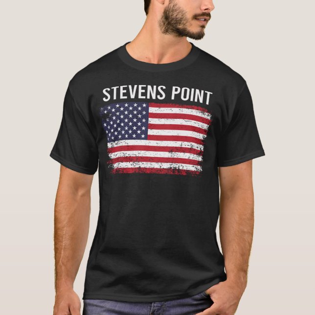 Grunge American Flagga Stevens Point T Shirt (Framsida)