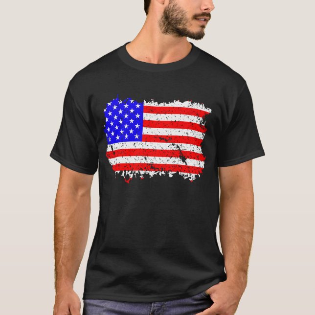 Grunge American Flagga T Shirt (Framsida)