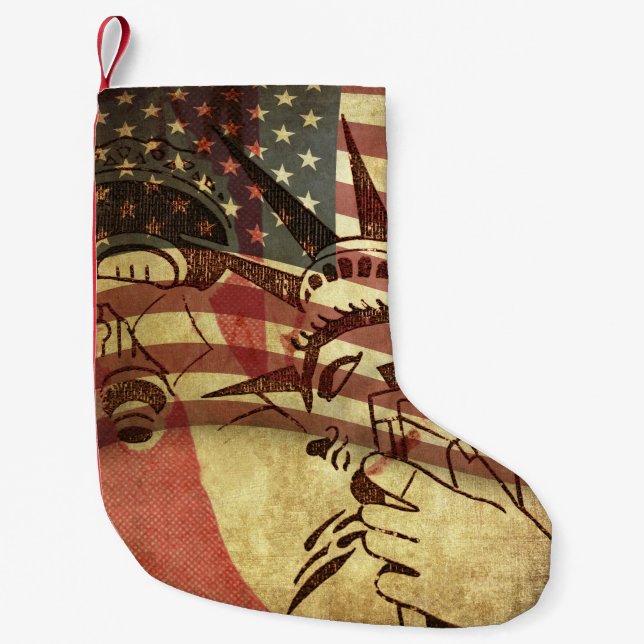 Grunge American flagga: texturerad bakgrund. Liten Julstrumpa (Framsidan)