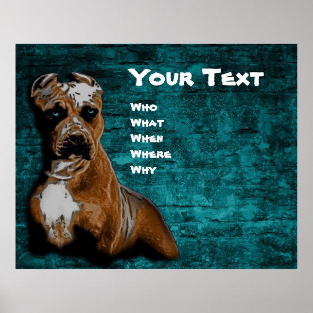 Grunge American Pitbull Terrier Porträtt Poster (Framsidan)