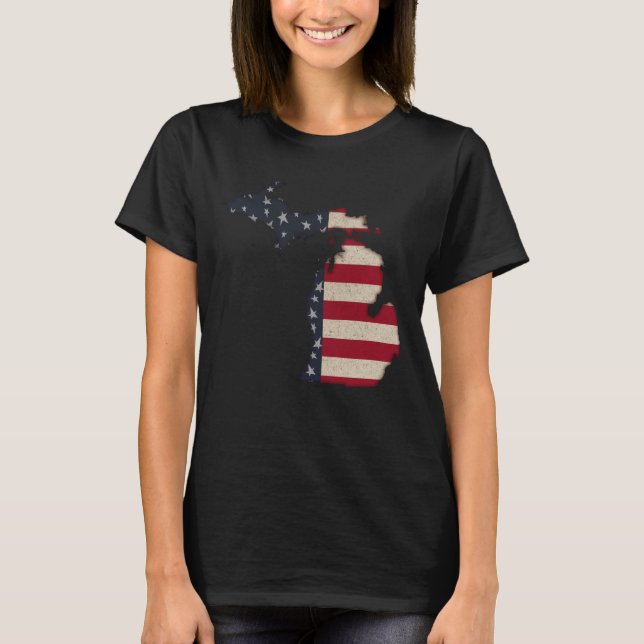 Grunge Americana Michigan T Shirt (Framsida)