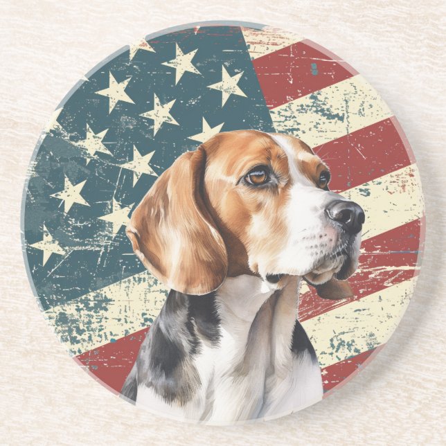 Grunge amerikansk flagga Beagle Hound Hund Underlägg (Framsidan)