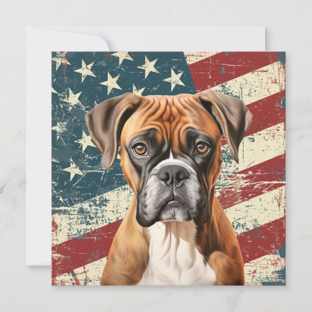 Grunge amerikansk flagga Boxer Hund (Framsida)