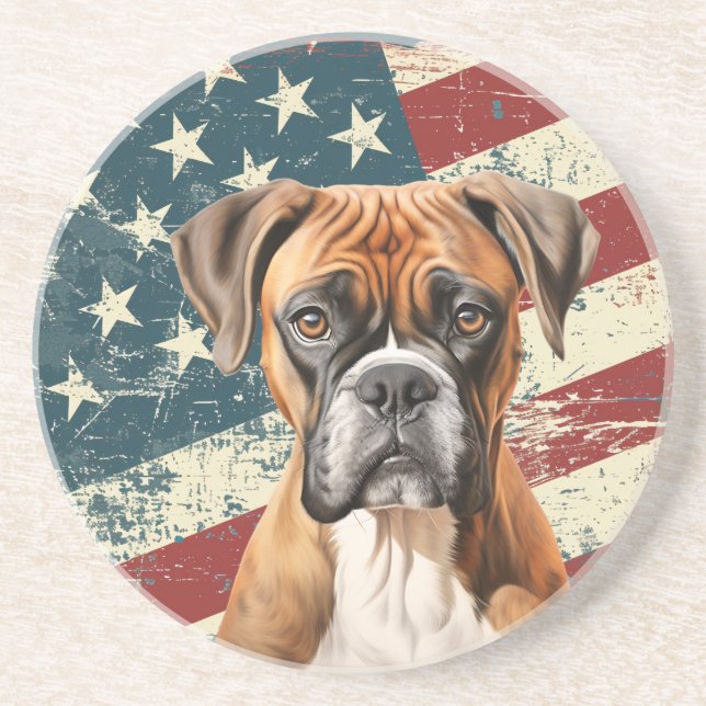 Grunge amerikansk flagga boxerhund underlägg (Framsidan)