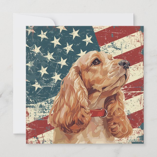 Grunge amerikansk flagga Cocker Spaniel Hund (Framsida)