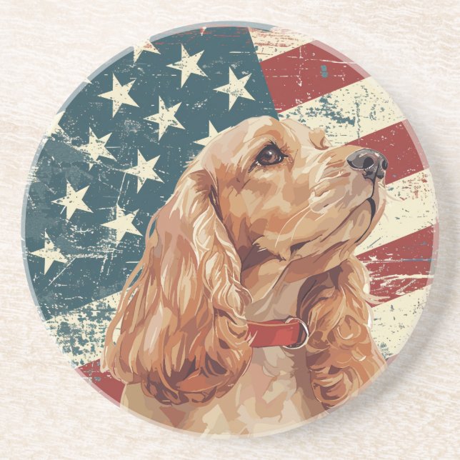 Grunge amerikansk flagga Cocker Spaniel Hund Underlägg (Framsidan)