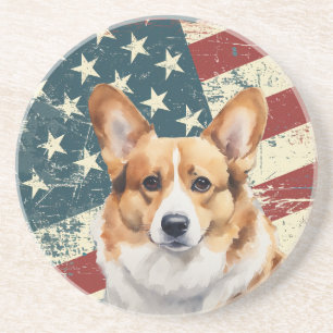 Grunge amerikansk flagga Corgi hund Underlägg