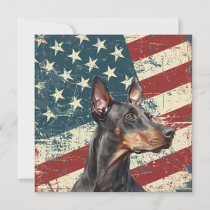 Grunge amerikansk flagga Doberman Pinscher platt k