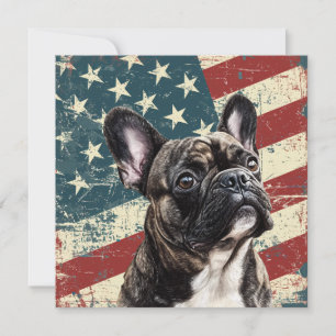 Grunge amerikansk flagga fransk bulldogg