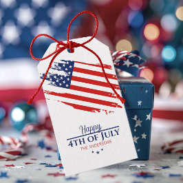 Grunge amerikansk flagga Glad 4:e juli ID1104 Presentetikett