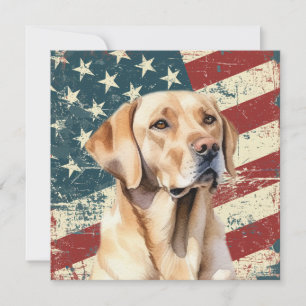 Grunge amerikansk flagga gul labrador platt kort