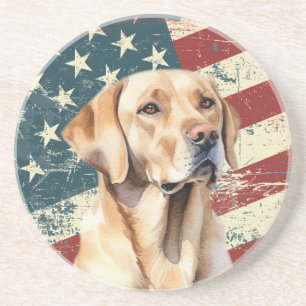 Grunge amerikansk flagga gul labrador retriever hu underlägg