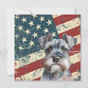 Grunge amerikansk flagga Miniature Schnauzer platt