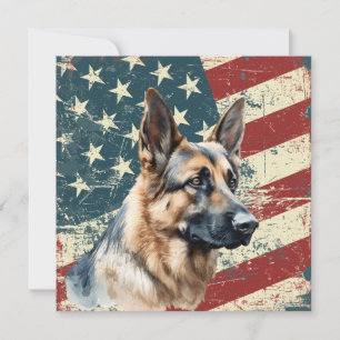 Grunge amerikansk flagga tysk schäferhund platt ko
